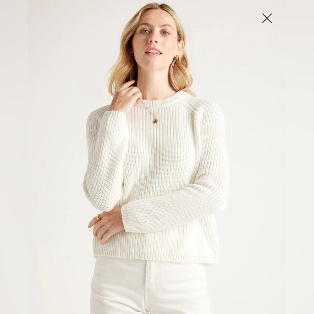 Quince Cotton Fisherman Crew Sweater M